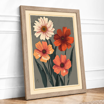 Gerbera Cascade Botanical - Framed Print