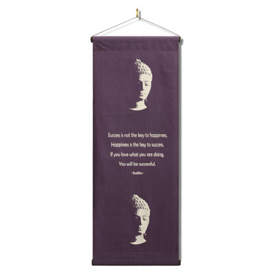 Inspirational Wall Hanging Scroll "Buddha - Success Is Not The Key To Happiness" Banner, Inspiring Quote, Motivational Uplifting, Thought Tapestry