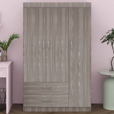 3 Doors Wardrobe Armoire Closet, Large Freestanding Armoire Wardrobe Cabinet With 2 Drawers, Bedroom Wardrobe
