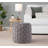 Round 16" Ottoman In Dark Grey Velvet-345718689