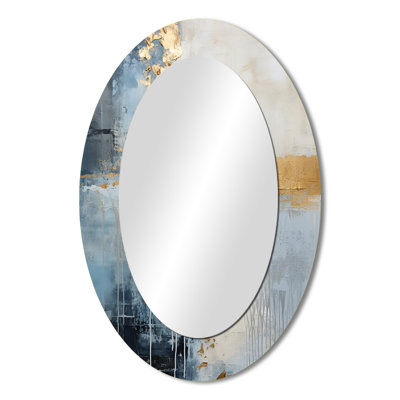 Beige And Gold Simple Winter Landscape - Modern Oval Wall Mirror