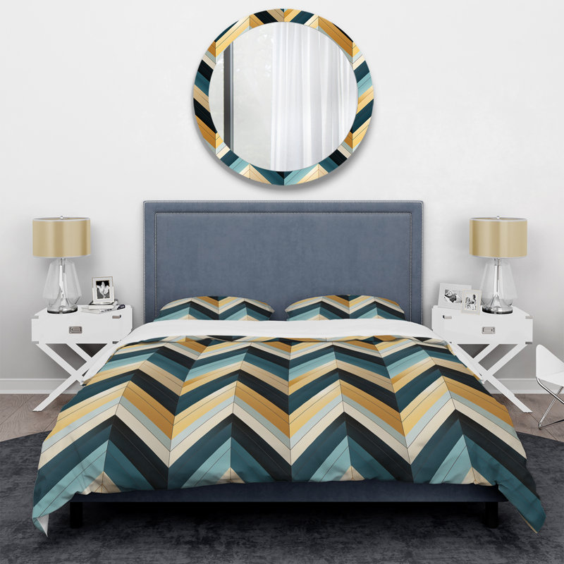 Urban Elegance Chevron Pattern - Ensemble de housse de couette à chevrons, Housse de couette pour très grand lit et 2 très