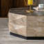 Table basse octogonale, table centrale en bois de style rétro de 38 po avec motif en relief tridimensionnel, grande table basse à centre circulaire pour salon