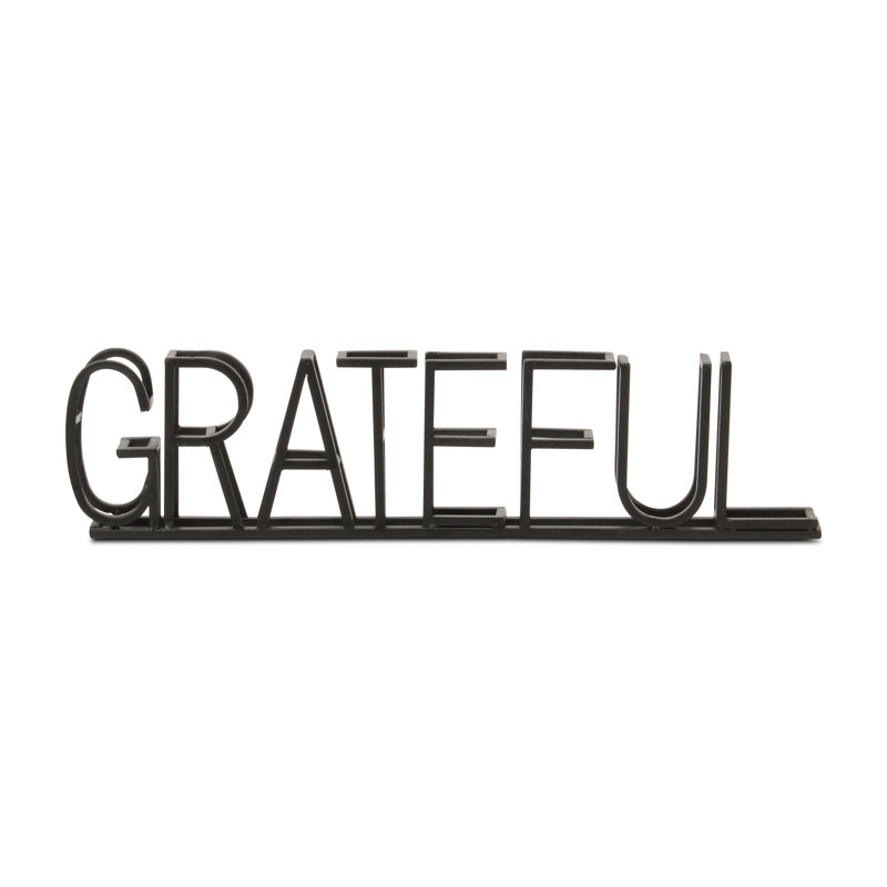 Colma Black Metal "Grateful" Table Sign