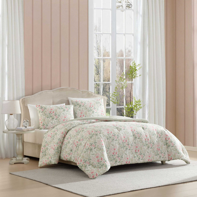 Laura Ashley Arden Floral Pink Comforter Bonus Set, 5, Twin Extra Long Comforter + 4 Additional Pieces