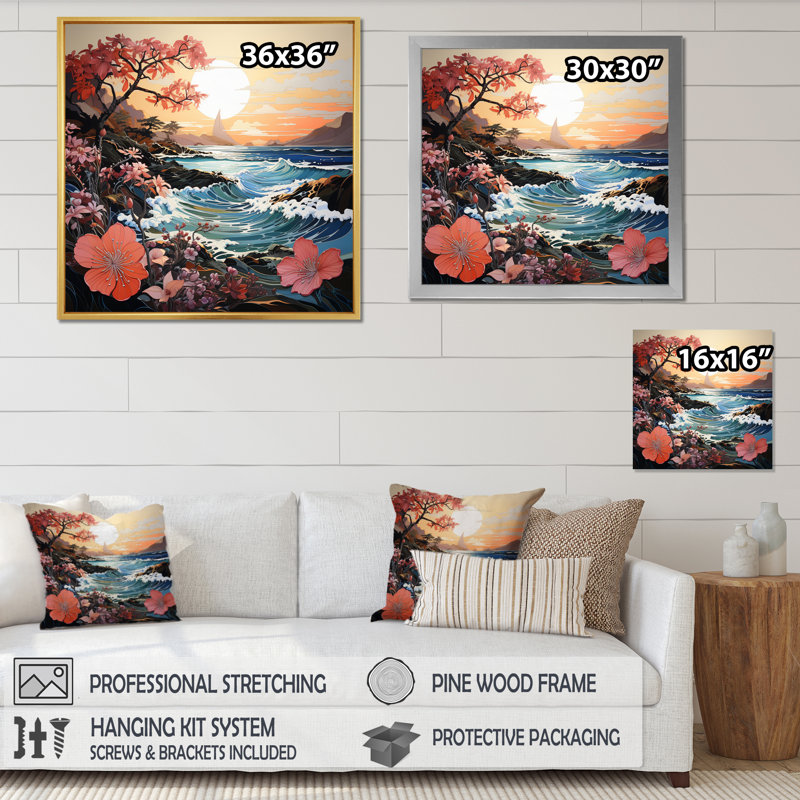 Coastal Sunlit Seashore Papercut I - Nautical & Beach Canvas Print, H 36 po x l 36 po x P 1,5 po, Toile tendue