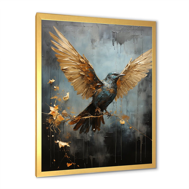 Bronze Dove Blessing sur toile, Cadre doré simple, H 32 po x l 16 po x P 1 po