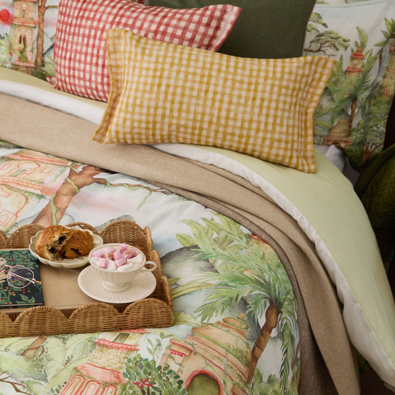 Eden Ruins Cotton Floral Duvet Cover Set with Pillowcases, Double Duvet Cover + 2 Standard Pillowcases