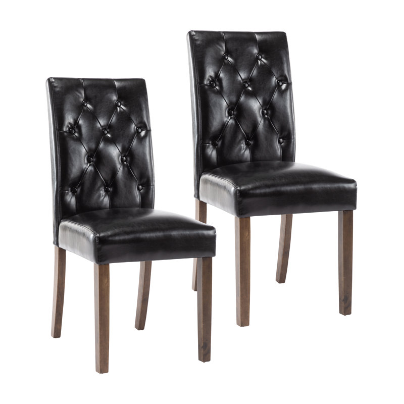Chaise d'appoint rembourrée et capitonnée, Noir