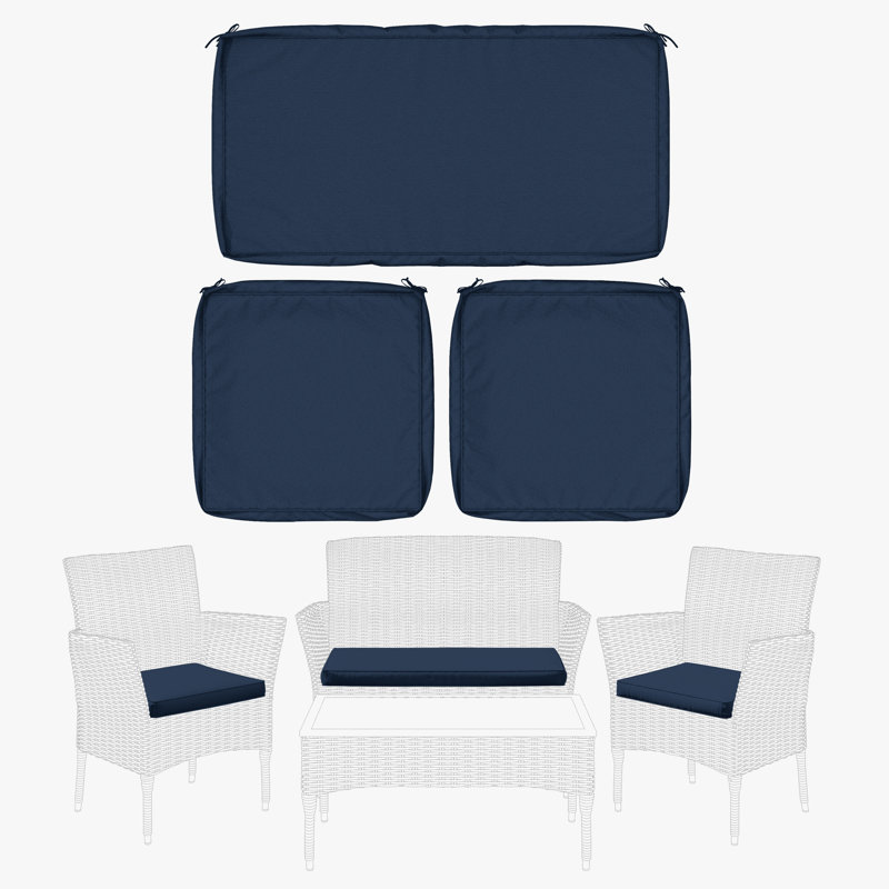Cartert 3Pcs Outdoor Cushion Cover Set And Patio Seat Cushion Covers, Only Covers, Navy Blue