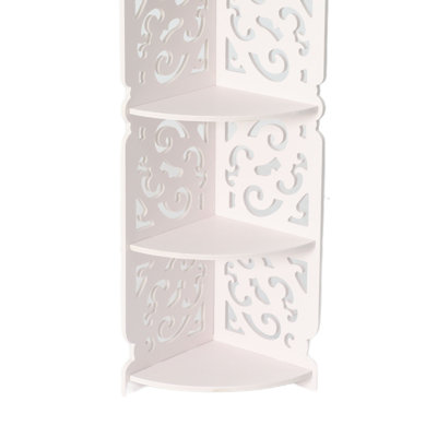 Étagère d'angle blanche creuse sculptée à 4 niveaux, bibliothèque, présentoir pour produits cosmétiques, étagère de salle de bain
