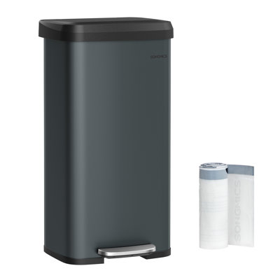 18 Gallon Stainless Steel Trash Can Step On Carbon Filter with 15 Trash Bags