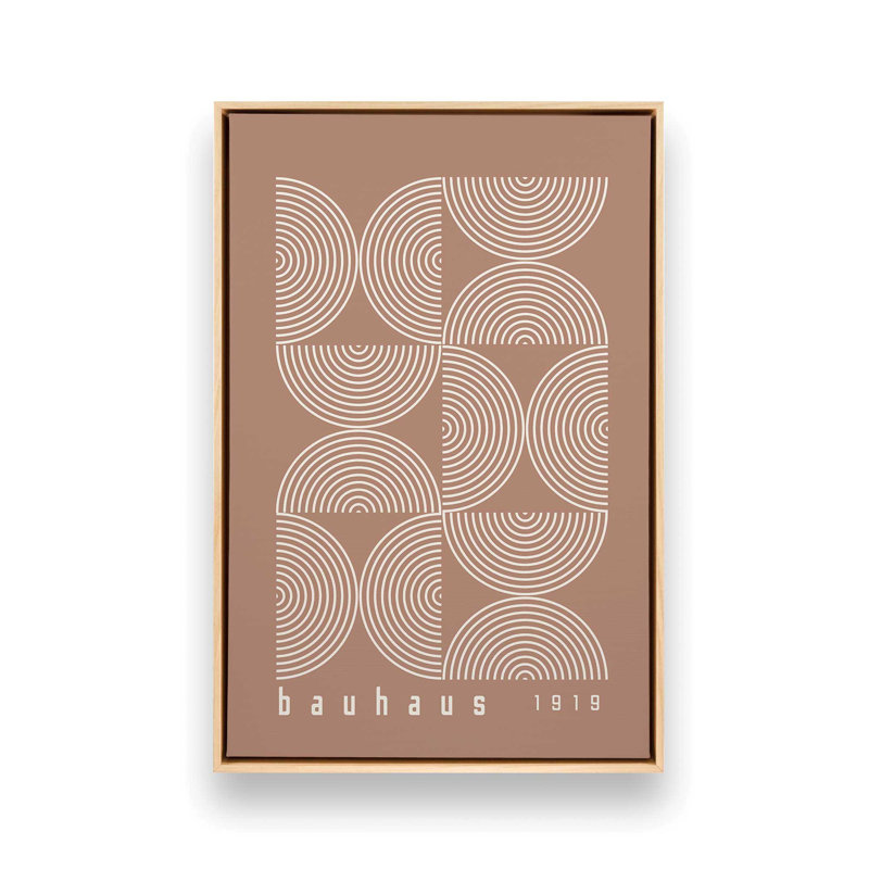 Affiche de composition Bauhaus, Cadre américain en érable flottant, H 48,75 po x l 32,75 po, Brun