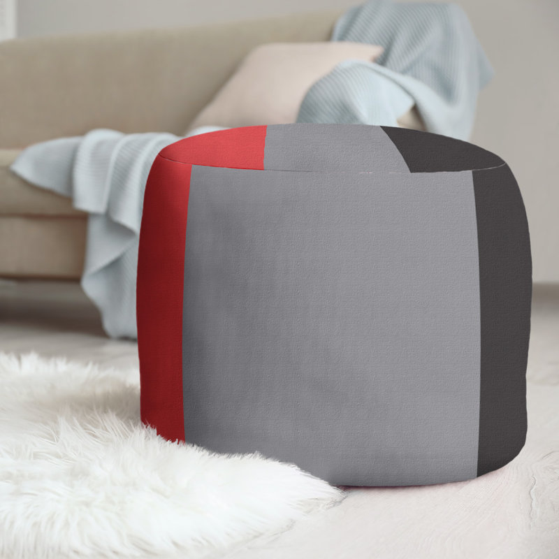 Repose-pieds repose-pieds rond 20,5", Rouge / gris mat / noir, Carolina