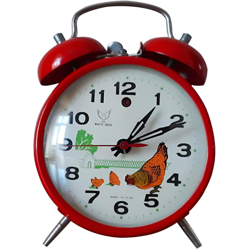 Roman Numeral Quartz Movement / Crystal Alarm Tabletop Clock Red