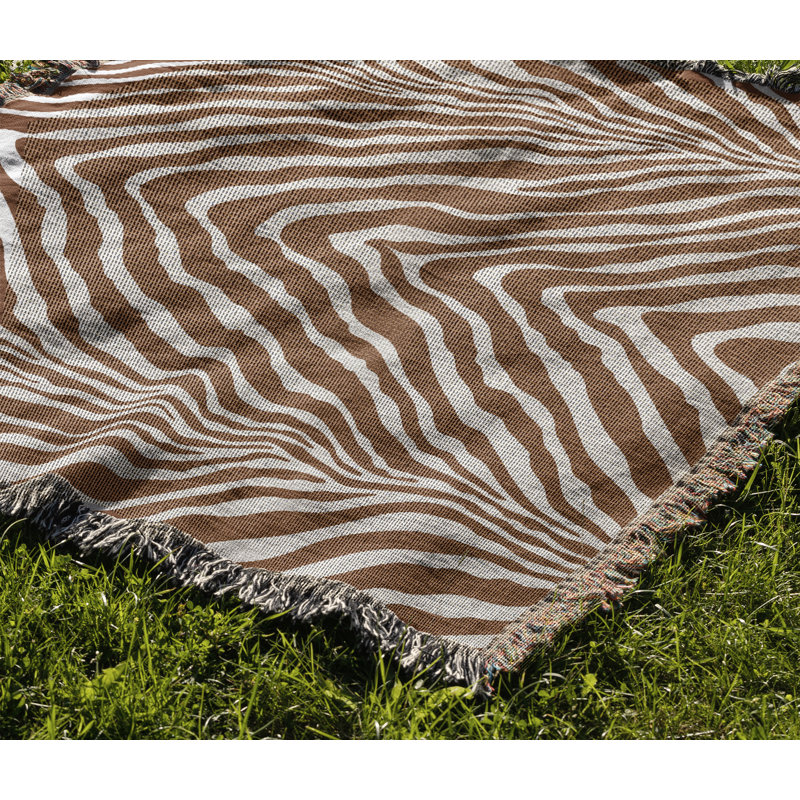 Jeté en mélange de coton à imprimé animal Zoe, L 70 po x l 50 po, Brun rouille