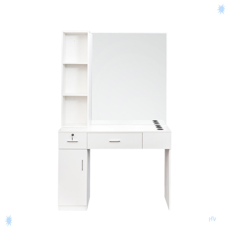 Salon Station Barber Coiffing Styling Station Barber, Blanc