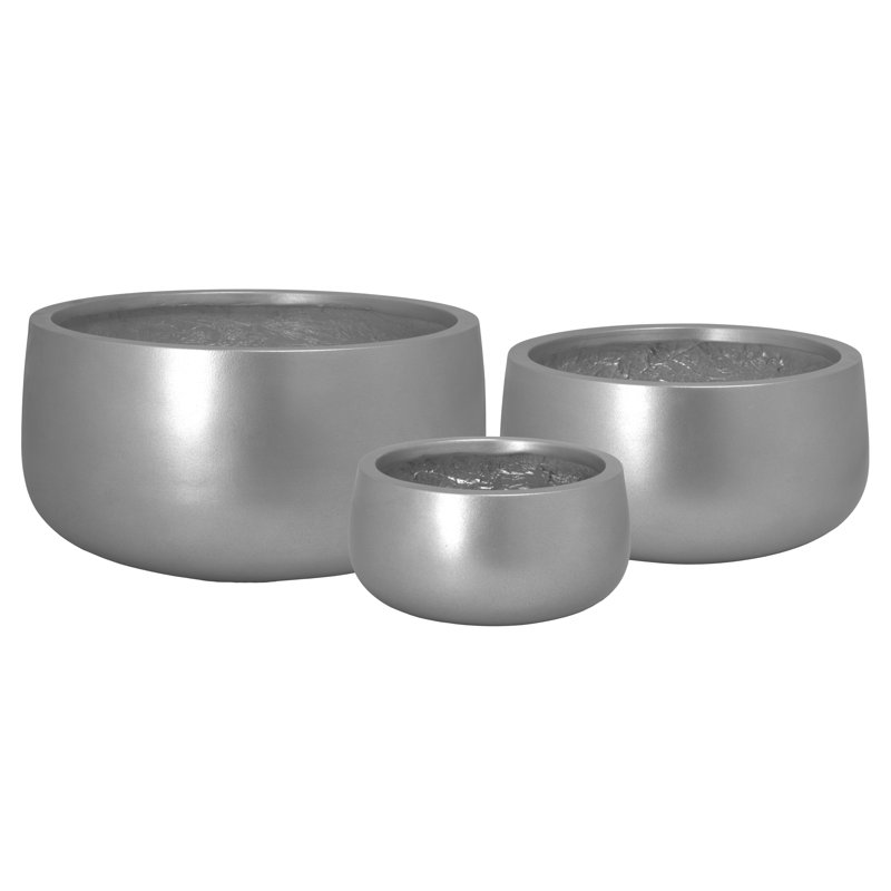 Fiberclay Planters Set Of Three Silver