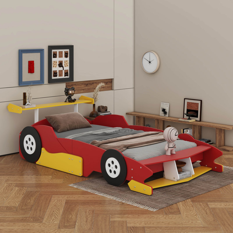 Lit plateforme avec roulettes Race, Double, Rouge