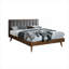 Lit plateforme de style Mid-Century profilé, grand, sans sommier, bois de noyer gris neutre