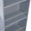 Îlot de cuisine avec table allongée K&K, îlot de cuisine sur roulettes avec lumières DEL, prises de courant et 2 portes en verre cannelé, îlot de cuisine avec compartiment de rangement et 3 tablettes ouvertes latérales, gris-1250262111