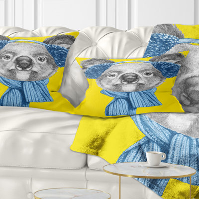 Koala avec foulard et cache-oreilles - Coussin décoratif à imprimé animal