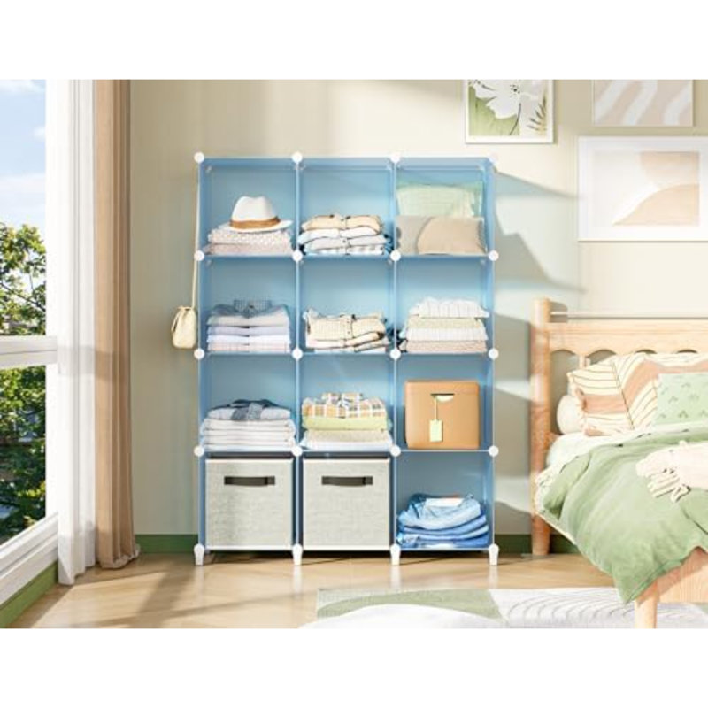 Closet Organizer, 12-Cube Closet Organizers And Storage, Cube Storage Organizer For Kids, Closet, Bedroom, Bathroom, Office, Blue