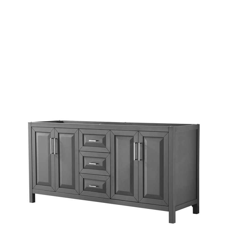 Daria 72'' W Double Vanity, Carrara Cultured Marble, Polished Chrome, Dark Gray