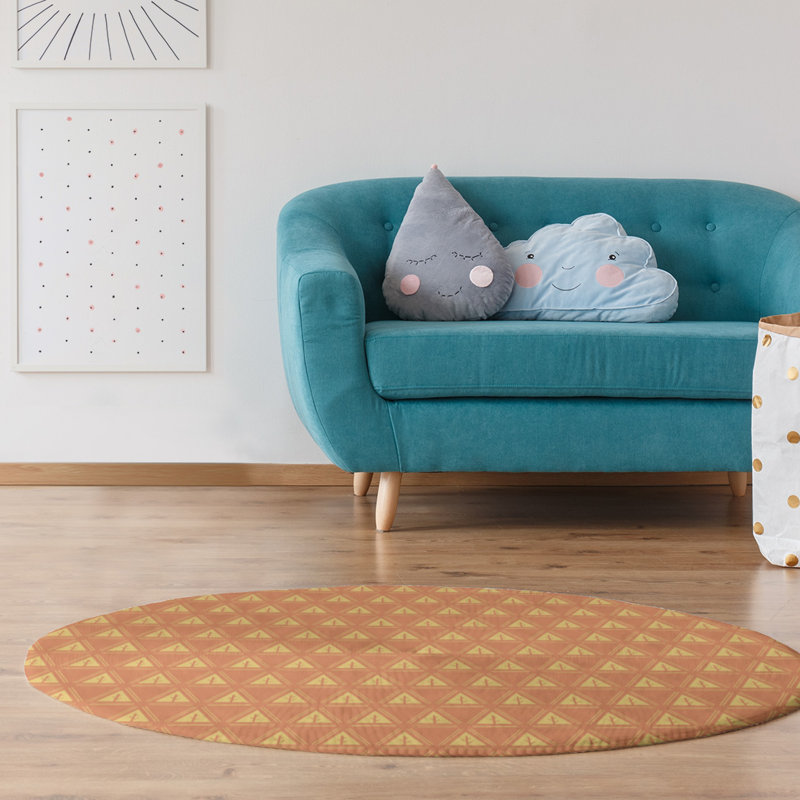 Chenille Geometric Indoor Rug, Round 5'