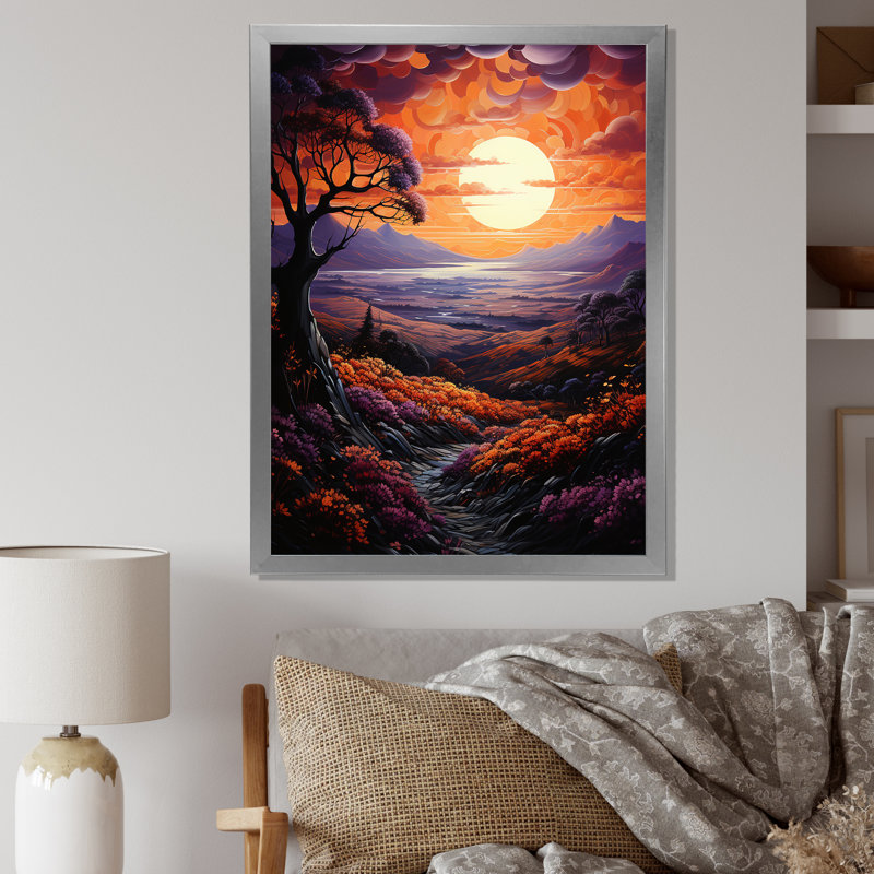 Lateaka Sunset Tangerine Twilight Patchwork I - Imprimé, Cadre photo argenté, H 32 po x l 24 po x P 1 po