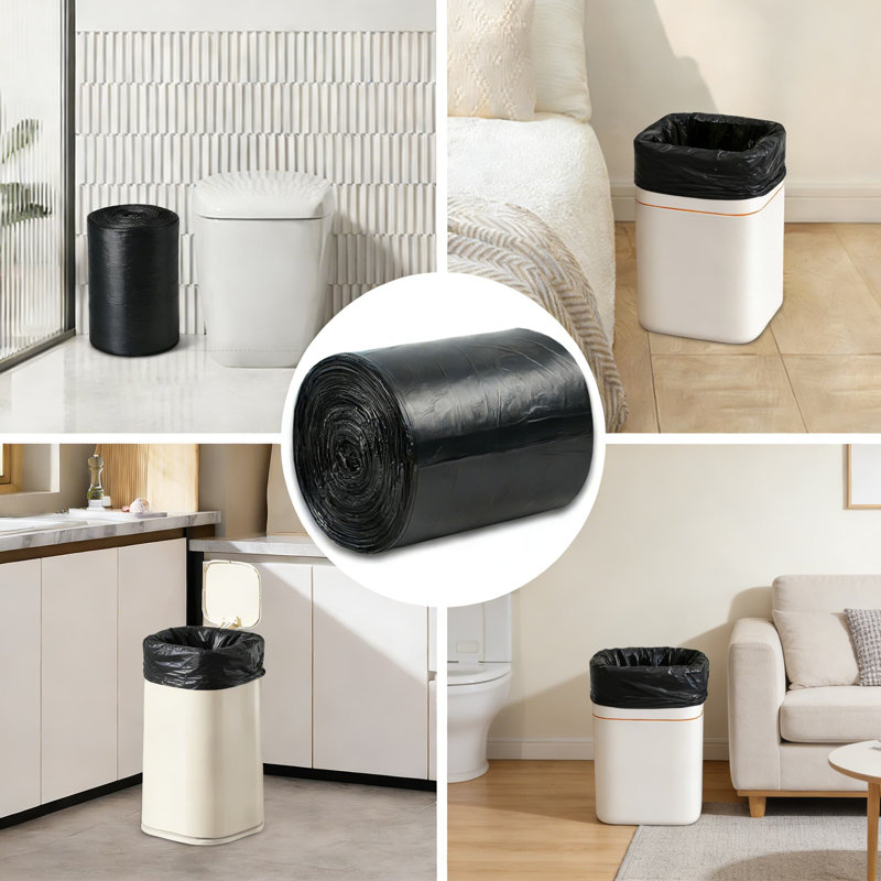 Sacs à ordures robustes de 45 gallons, sacs à ordures polyvalents résistants à la déchirure pour une utilisation intérieure et extérieure, conception à embouchure plate, noir non parfumé