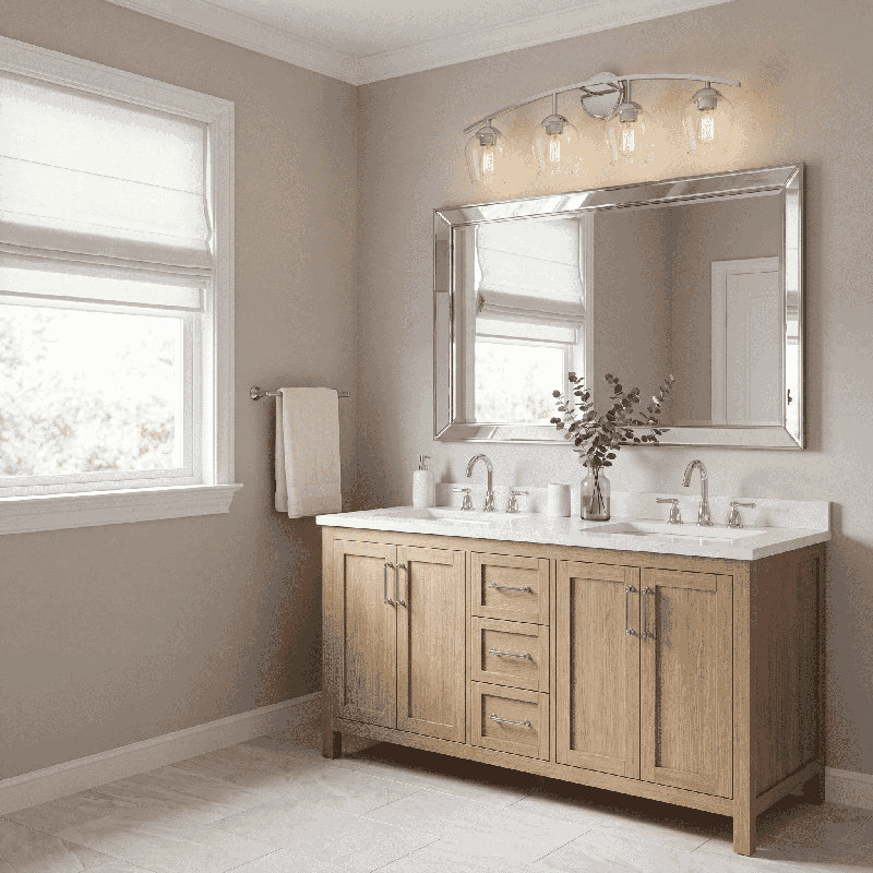 Éclairage pour salle de bain à intensité variable à 4 lumières Storrs en chrome, Chrome