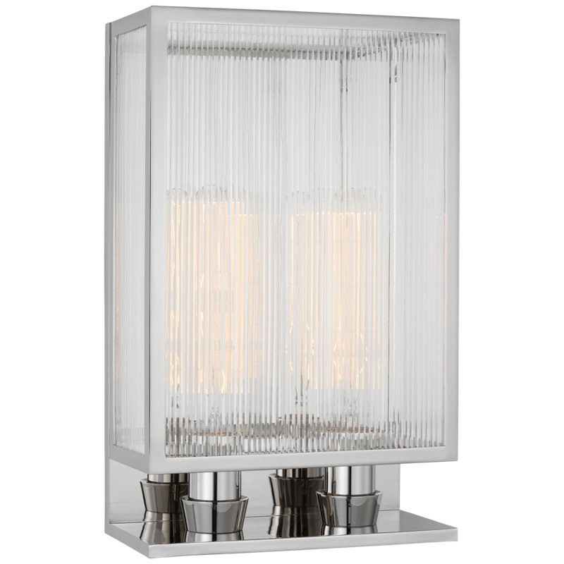 York Flush Mounted Sconce, Polished Nickel, 16.25" H x 10" W x 5" D