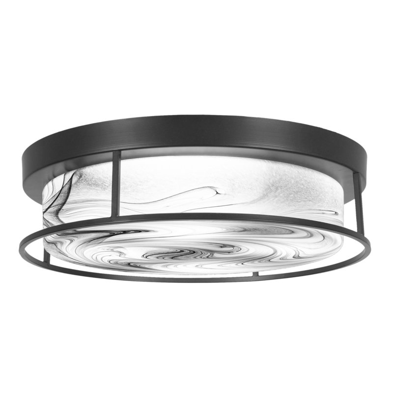 Shown In Matte Black Finish With Onyx Swirl Glass, 5.25" H x 5.25" W x 18" D