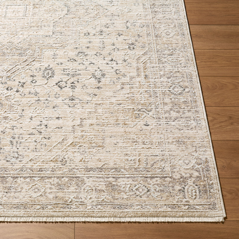 Seclusion Machine Woven Area Rug, Rectangle 6'7" x 9'6", Light Beige/Gray/Cream/Charcoal/Tan