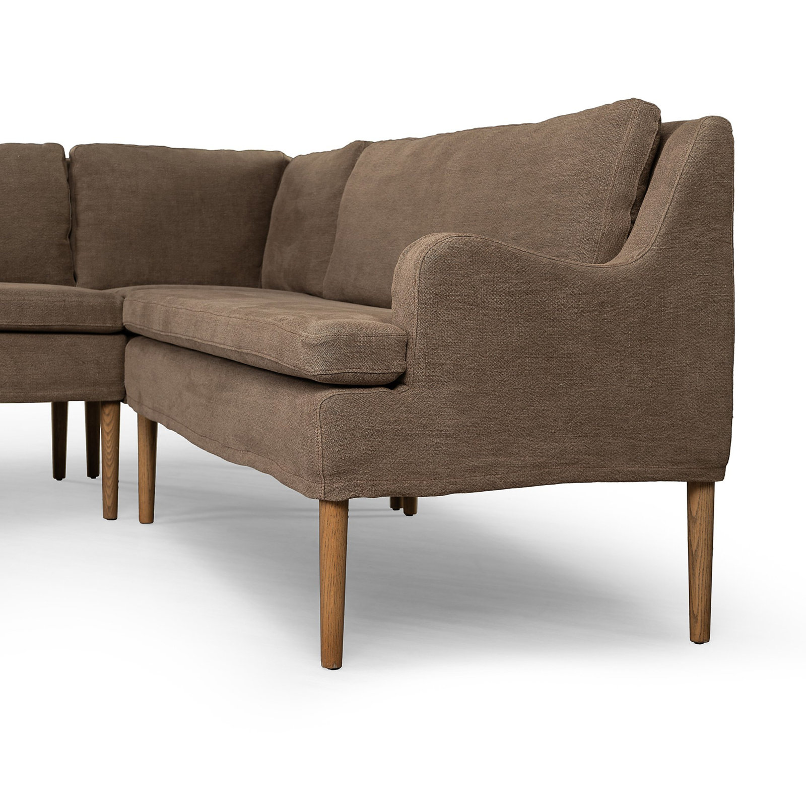 Aurelia Dining Banquette, Right Hand Facing, Broadway Coffee Linen, 34.5" H x 125" W x 76" D