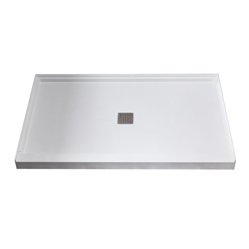 ANZZI Base Series 60 In. L X 32 In. W ANZZI Shower Pan Base With Center Drain In Glossy White Marine Acrylic