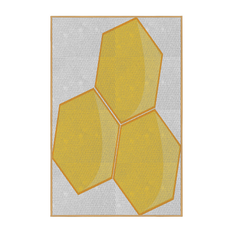 Tapis décoratif en laine et en polyester tissé à la machine à motifs géométriques Rouen, Rectangle 5 pi x 7 pi