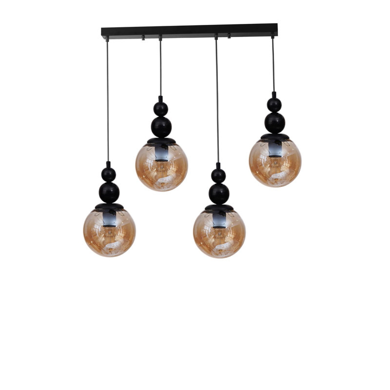 Lustre, Miel / noir, 4 étages, Quatre lumières