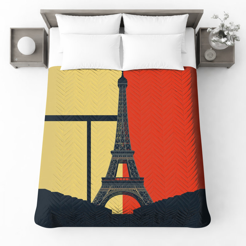 Couvre-lit matelassé silhouette Eiffel toutes tailles, Lit simple