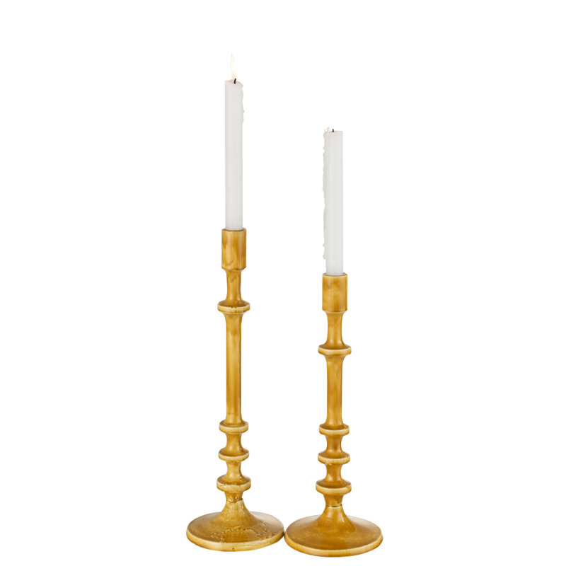 Wood Floor Candelabra, Yellow