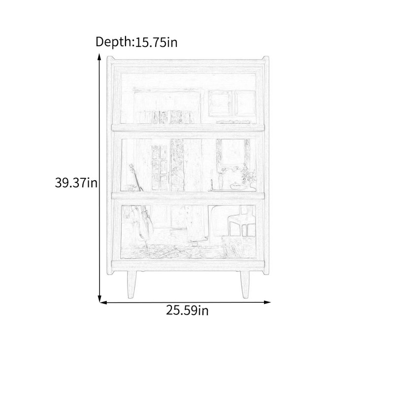 Armoire à trois portes avec plateau en pin spacieux