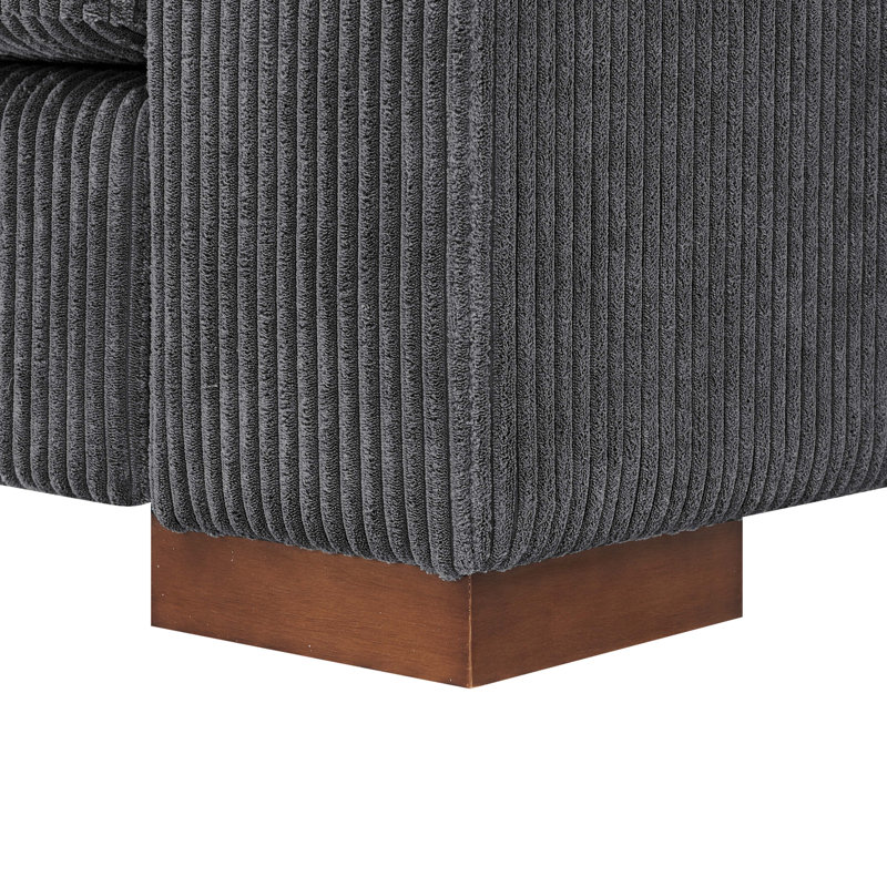 Alcantara Upholstered 89.5'' Sofa, Gray Corduroy
