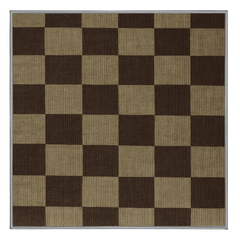 Tapis brun à carreaux lavable à la machine, Carré 6 pi