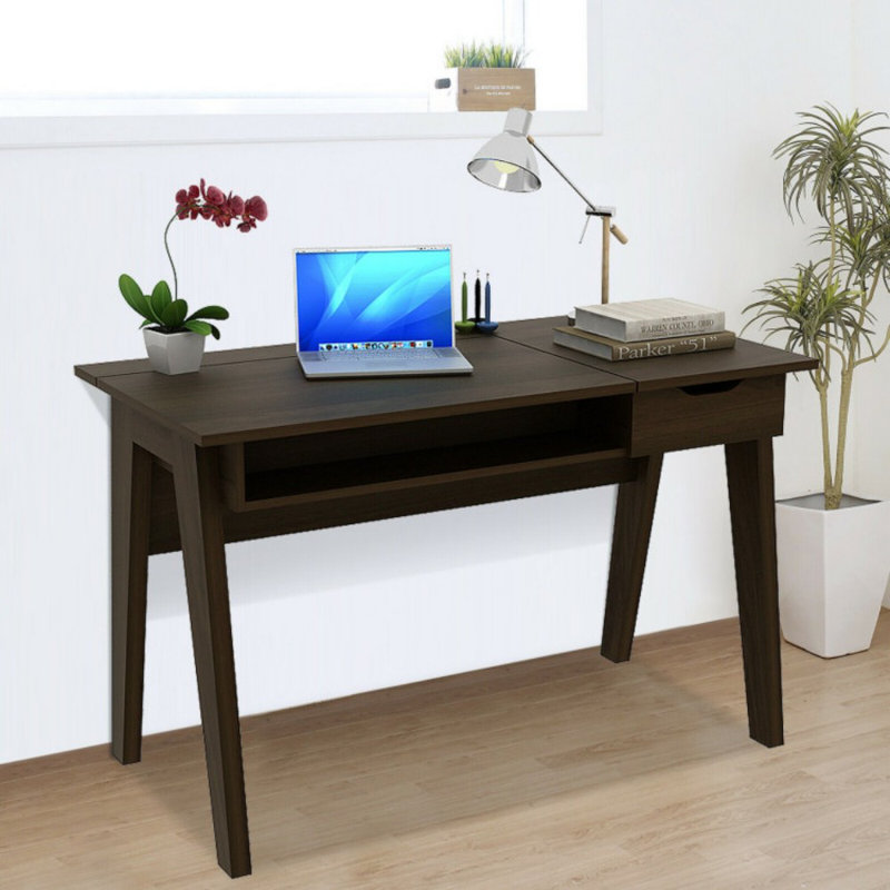 Coiffeuse avec miroir rabattable et tiroir de rangement