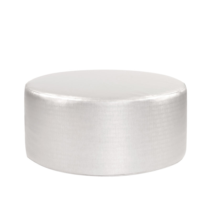 Baille Faux Leather Ottoman, Mercury Faux Leather