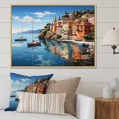 Italie Portofino - impressions sur toile de paysages urbains colorés