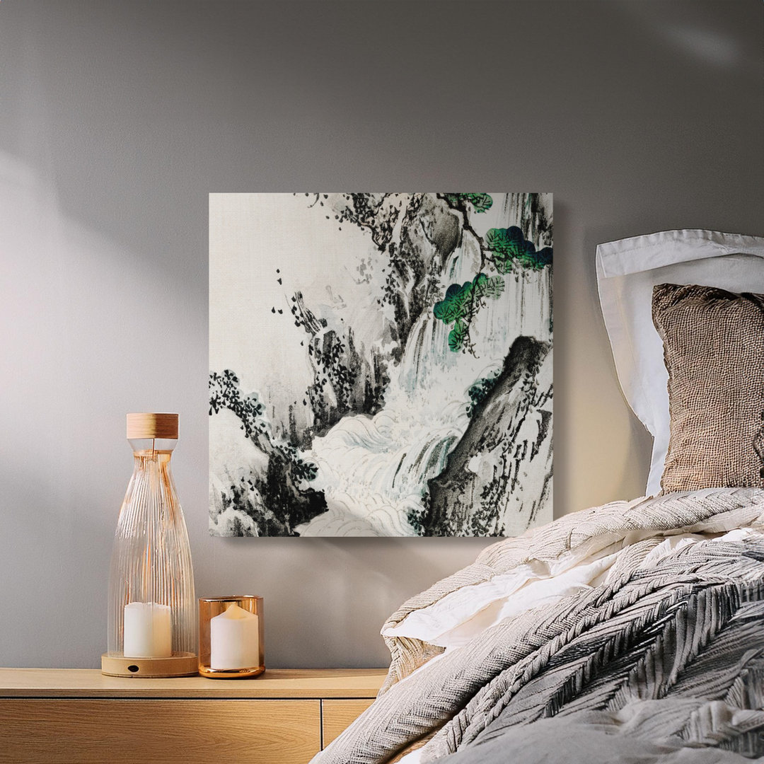 Japanese Ink Wash Waterfall Canvas Print
