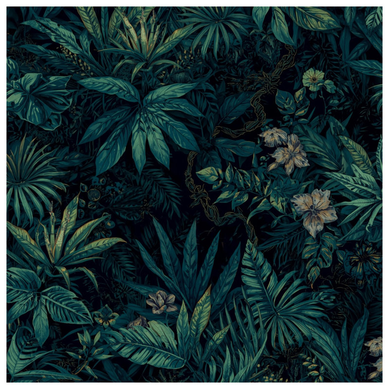 Dense Tropical Foliage Wall Tapestry - Plants Wall Decor, 50in H x60in W with 4 Grommets