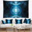 Tapisserie abstraite à motif cabalistique bleu clair-28497238